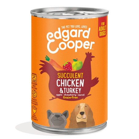 Edgard & Cooper Dog Pollo e Tacchino con Mela Fragola Carota lattina 400g