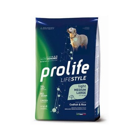 Prolife Dog Lifestyle Light Adult Medium Large Merluzzo e Riso 12kg