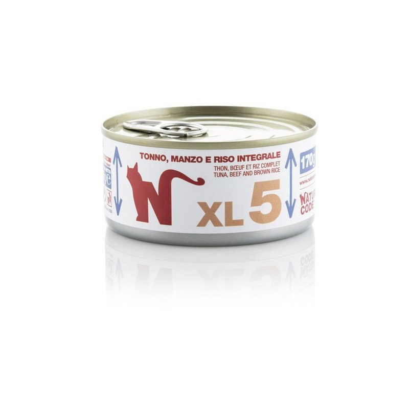 Natural Code XL 5 Gatto Tonno Manzo E Riso Integrale 170 Gr