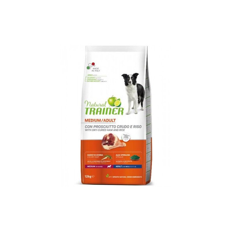 Natural Trainer - Cane Adult Medium con Prosciutto Crudo e Riso da 12 kg