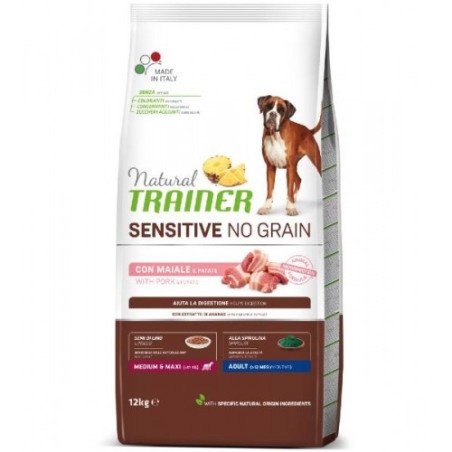 Natural Trainer - Sensitive No Grain Adult Medium/Maxi con Maiale e Patate da 12 Kg