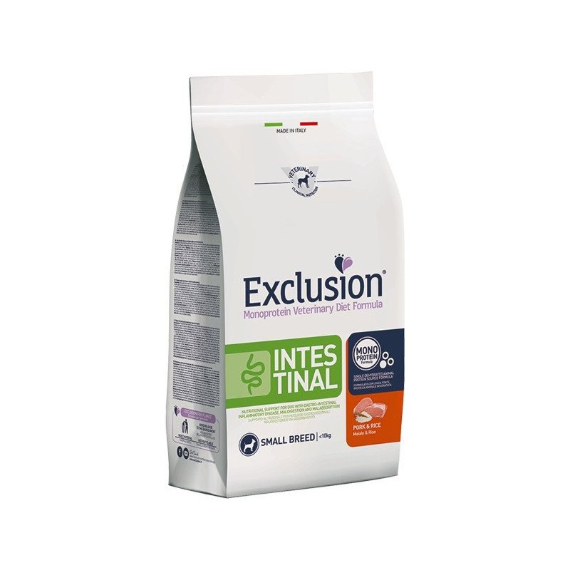 Exclusion Diet Intestinal Crocchette Maiale e Riso Cane Adulto Taglia Piccola 2kg