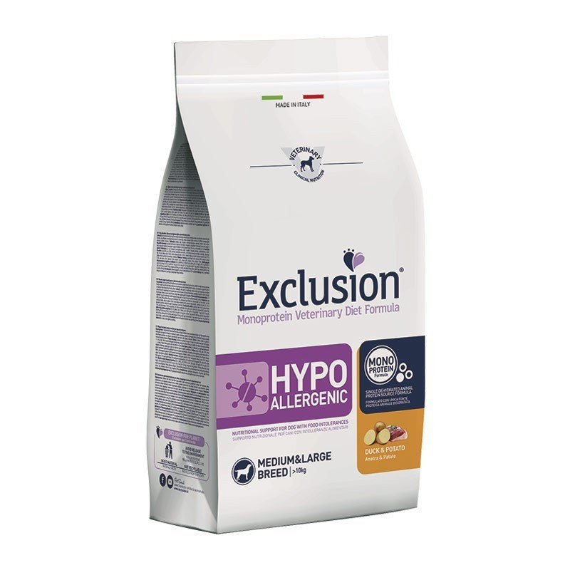 EXCLUSION Dog Hypoallergenic Medium Large Breed Adult Anatra e Patate 12 kg