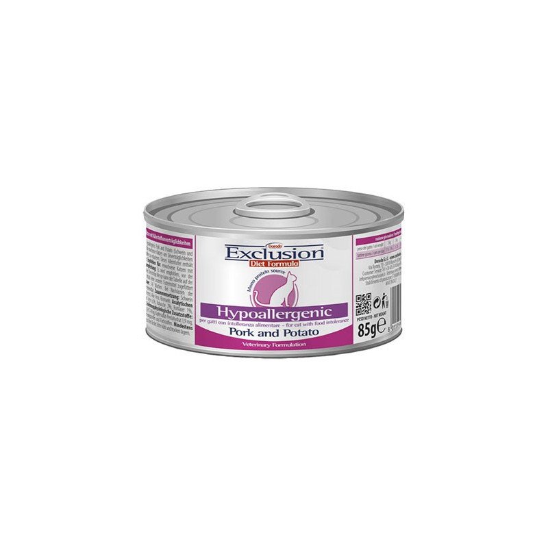 Exclusion Cat Diet Hypoallergenic Maiale e Patate lattina 85g