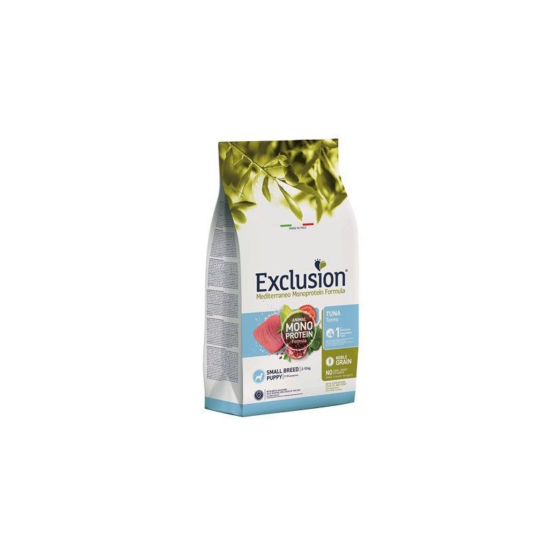 Exclusion Dog Mediterraneo Puppy Crocchette Tonno per Cuccioli Taglia Piccola 2kg