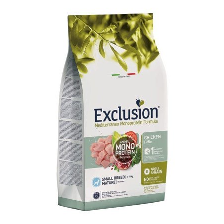 Exclusion Dog  Mediterraneo Crocchette Pollo per Cani Maturi Tg. Piccola 2kg