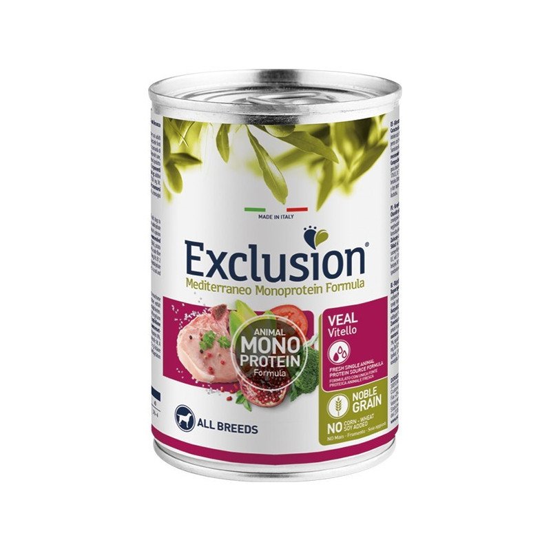 Exclusion Dog Mediterraneo Vitello per Cani Adulti lattina da 400g