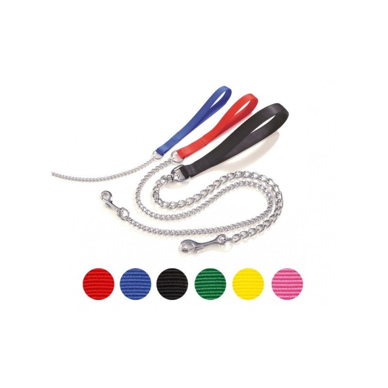 Camon Guinzaglio In Nylon Con Catena In Acciaio Per Cani Colore Blu 2x800mm