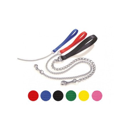 Camon Guinzaglio In Nylon Con Catena In Acciaio Per Cani Colore Blu 2x800mm