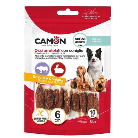 Camon Mini Rolls di Pelle Bovina con Coniglio (10pz.) 6cm 80g