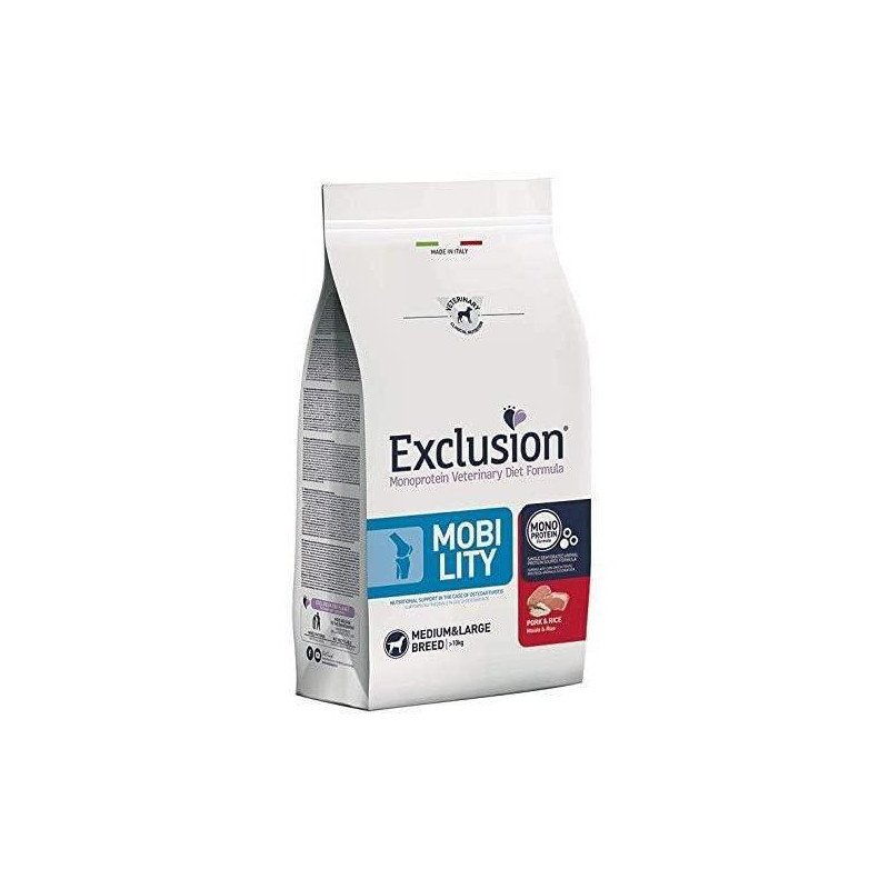 Exclusion Dog Diet  Mobility Crocchette Suino/Riso per Cani Taglia Media/Grande 12kg