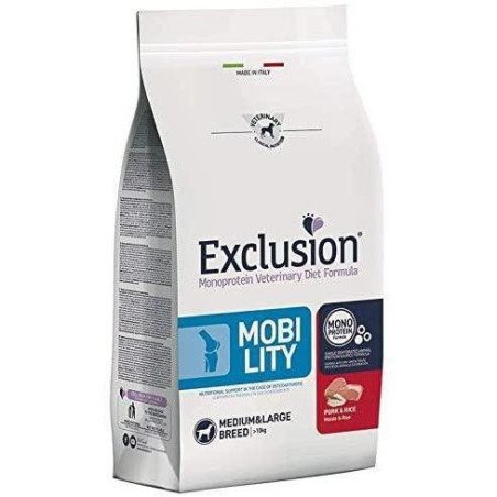 Exclusion Dog Diet  Mobility Crocchette Suino/Riso per Cani Taglia Media/Grande 12kg