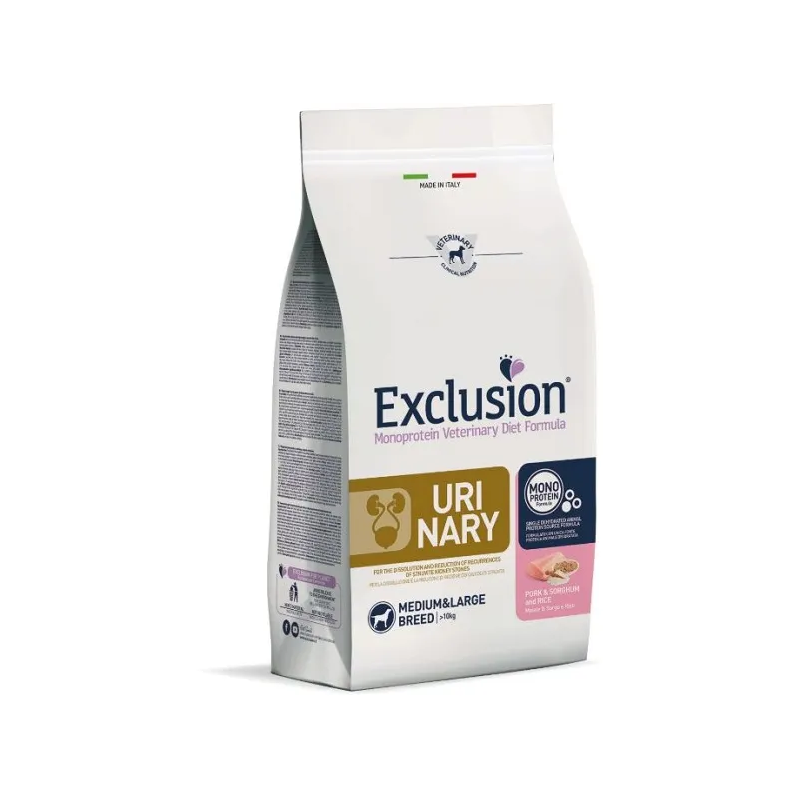 Exclusion Crocchette Cane Urinary Sorgo Maiale E Riso 12kg