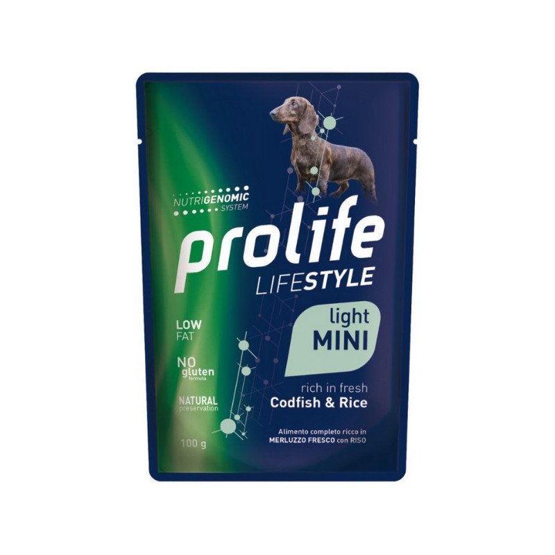 Prolife Dog Lifestyle Adult Light Mini Merluzzo e Riso - Confezione da 100 Gr