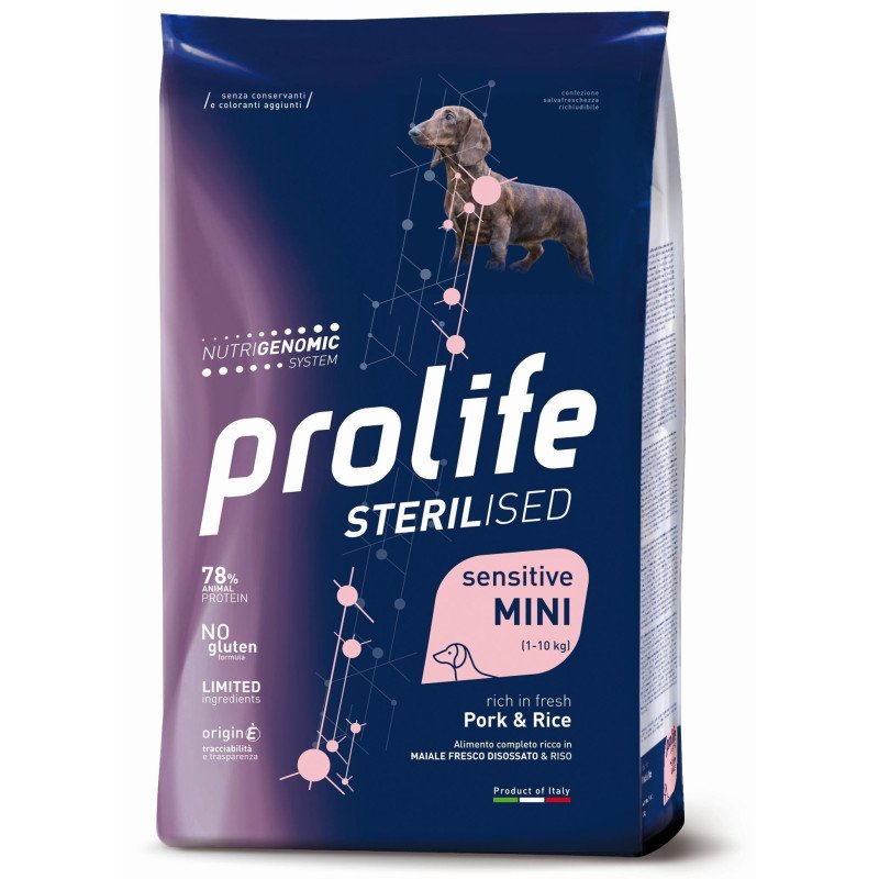 Prolife Cane Sterilised Sensitive Adult Maiale e Riso - Mini 7kg