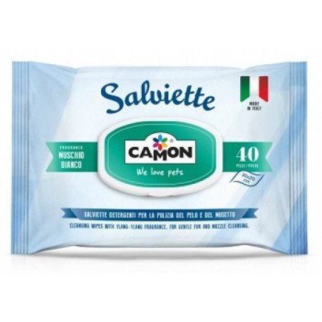 Camon Salviette Detergenti Muschio Bianco Cane/Gatto 40pz.