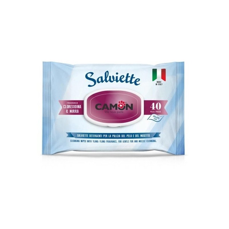 Salviette Detergenti Camon Mirra e Clorexidina 40 pz.