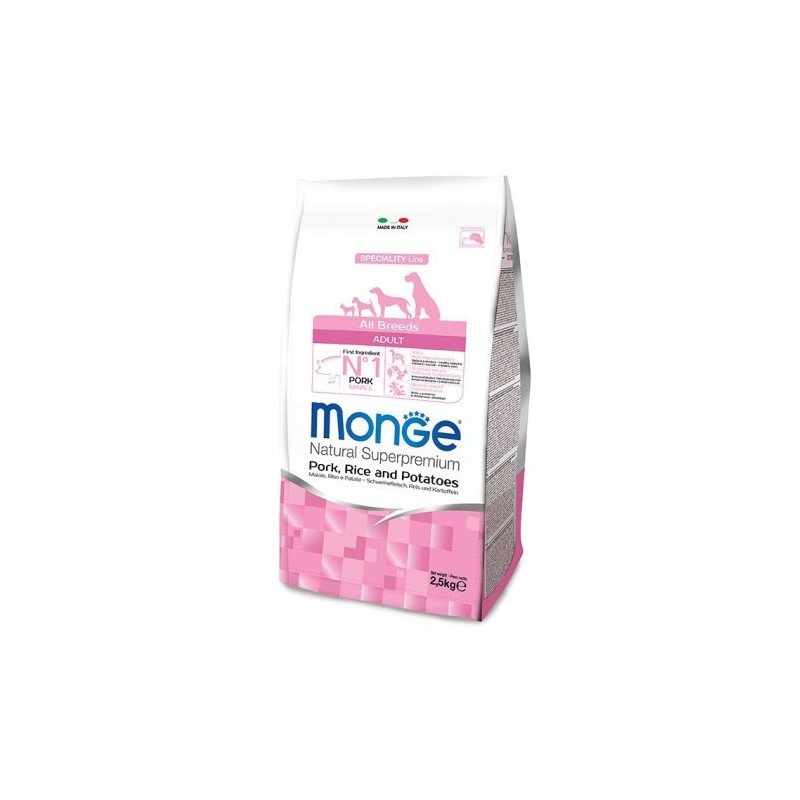 Monge Maiale Riso E Patate Cibo Secco Per Cani Adulti Sacco 2,5 Kg