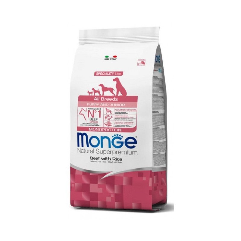 Monge Manzo E Riso Cibo Secco Per Cani Cuccioli 2,5 Kg