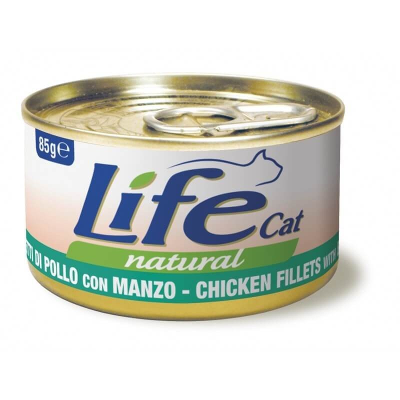 Life Natural Cat Pollo e Manzo 85g umido gatto